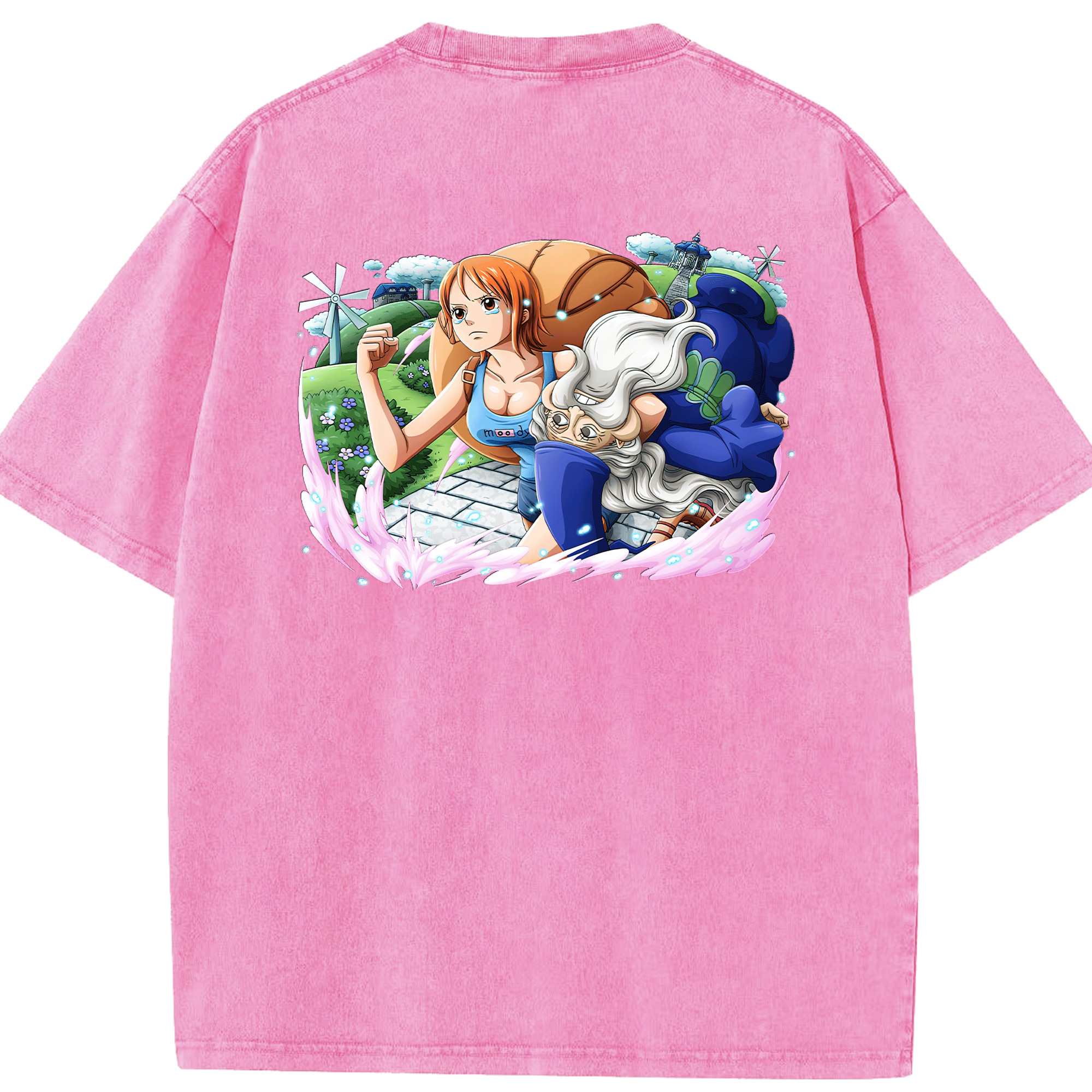 ワンピース ナミ ONE PIECE Nami 綿100% ヴィンテージ風 半袖Tシャツ（背面プリント）